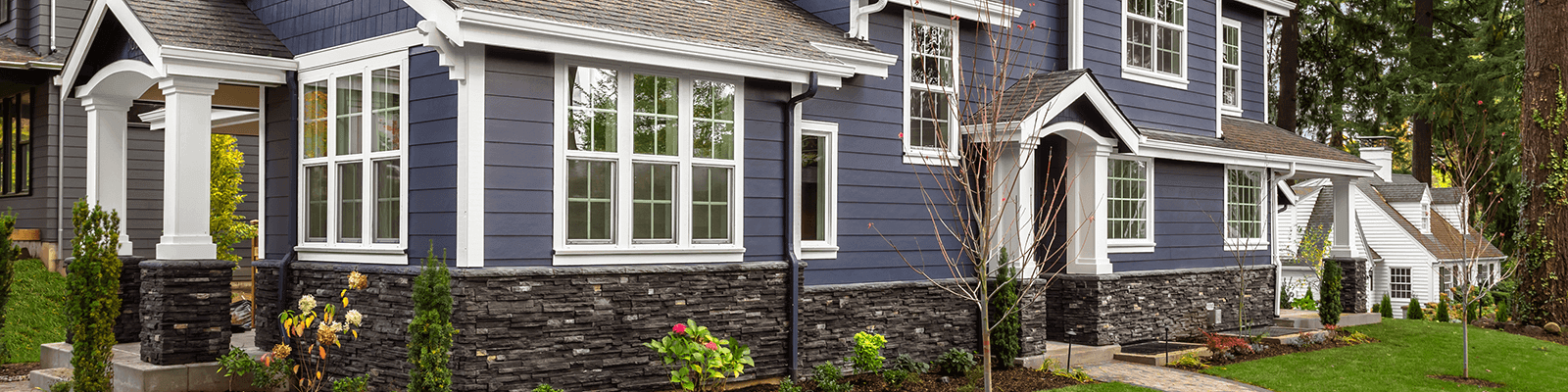 purple siding house