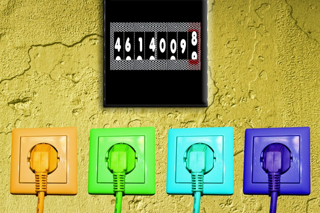 multicolor wall outlets with energy gauge