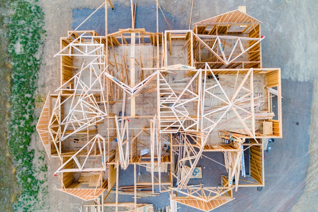 aerial view of custom home build